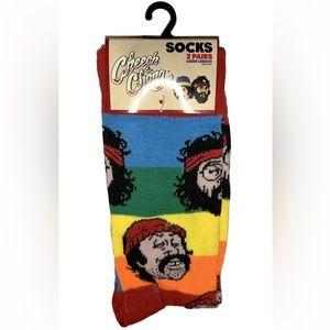 Cheech & Chong Odd Sox Crew Socks 2 Pair Men 8-12 W 9-13 Blue Face & Smoke Logo